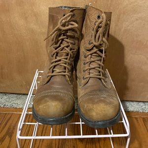 Well loved Steven Madden lace up (with zipper) combat boots